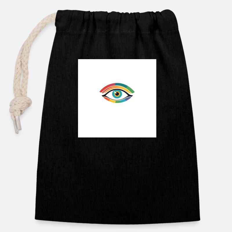 Bunte Auge - Verschließbarer Geschenkbeutel aus Baumwolle (14x20cm) - Schwarz
