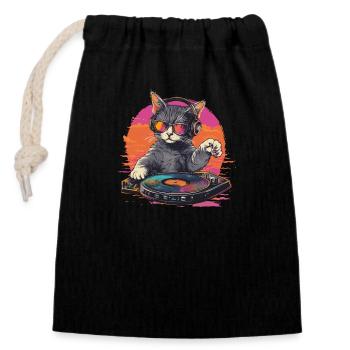 DJ Cat - The Purr-fect Mix - Closable cotton gift bag (14x20cm) - black - Front