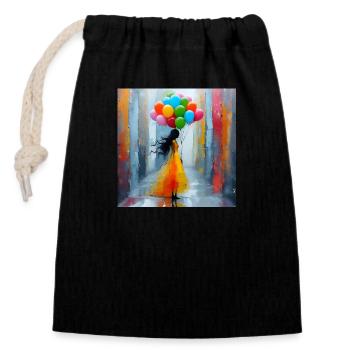 Ballons - Sac cadeau en coton avec cordon (14 x 20 cm) - noir - Devant