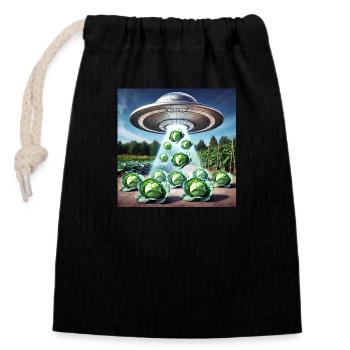 UFO & Kohl - Green Invasion - Verschließbarer Geschenkbeutel aus Baumwolle (14x20cm) - Schwarz - Vorne