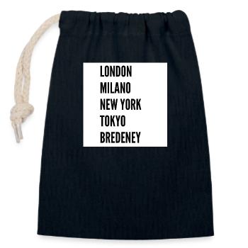 Londres, Milan, New York, Tokyo, Bredeney - Sac cadeau en coton avec cordon (14 x 20 cm) - bleu marine - Devant