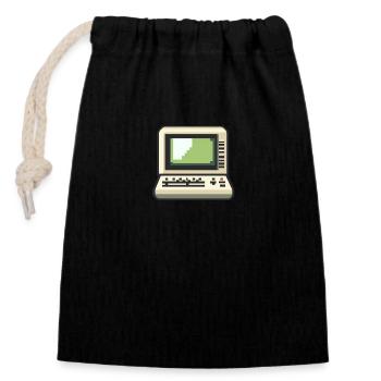 8-Bit DOS Terminal Computer Retro Pixelart - Verschließbarer Geschenkbeutel aus Baumwolle (14x20cm) - Schwarz - Vorne