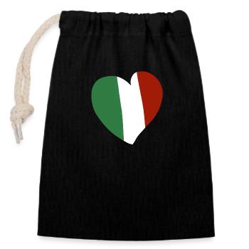 Cœur Italie - Sac cadeau en coton avec cordon (14 x 20 cm) - noir - Devant