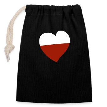 Pologne Cœur - Sac cadeau en coton avec cordon (14 x 20 cm) - noir - Devant