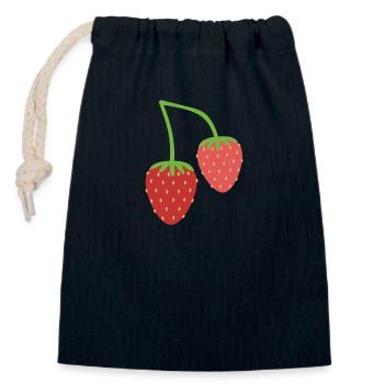 Erdbeeren - Verschließbarer Geschenkbeutel aus Baumwolle (14x20cm) - Navy - Vorne