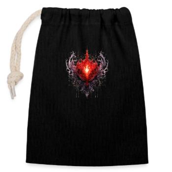 Burning Heart in Gothic: Flammen der Leidenschaft - Verschließbarer Geschenkbeutel aus Baumwolle (14x20cm) - Schwarz - Vorne