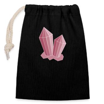 Rose cristal - Sac cadeau en coton avec cordon (14 x 20 cm) - noir - Devant