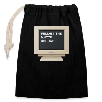 CRT Design - Follow the white rabbit - Sac cadeau en coton avec cordon (14 x 20 cm) - noir - Devant