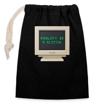 CRT Design - Reality is a glitch - Sac cadeau en coton avec cordon (14 x 20 cm) - noir - Devant