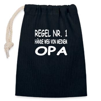 Opa - Verschließbarer Geschenkbeutel aus Baumwolle (14x20cm) - Navy - Vorne
