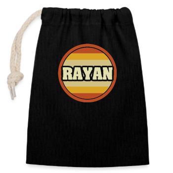 Vorname Rayan - Verschließbarer Geschenkbeutel aus Baumwolle (14x20cm) - Schwarz - Vorne