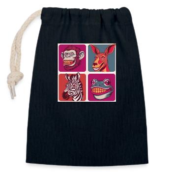 Smile Tiere kangaro ape zebra frog Halloween - Verschließbarer Geschenkbeutel aus Baumwolle (14x20cm) - Navy - Vorne