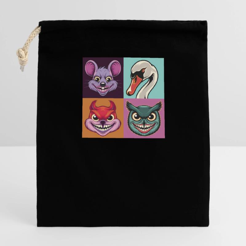 Pop-art Schwan Maus Eichhörnchen Eule Smile Verschließbarer Geschenkbeutel aus Baumwolle (14x20cm)