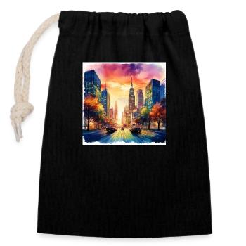 Vibrant Cityscape at Sunset - Closable cotton gift bag (14x20cm) - black - Front