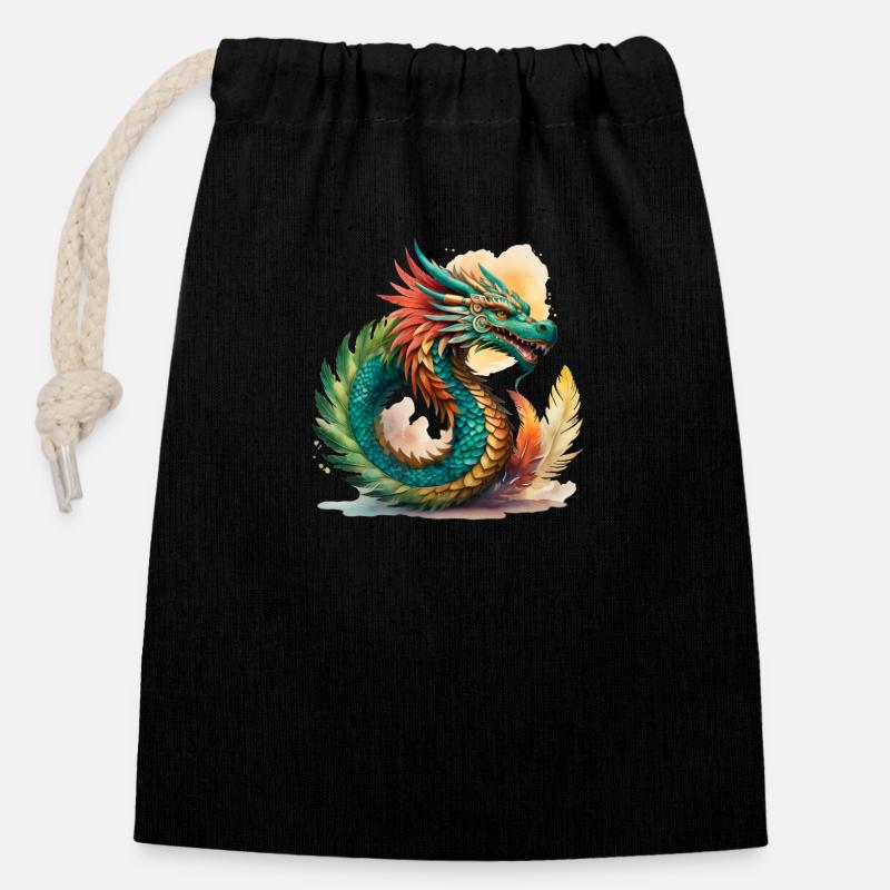 Kukulcán - Closable cotton gift bag (14x20cm) - black