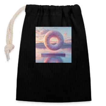 3D Levitating Donut - Closable cotton gift bag (14x20cm) - black - Front