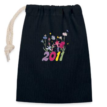 Year of birth 2011 wildflowers - Closable cotton gift bag (14x20cm) - navy - Front