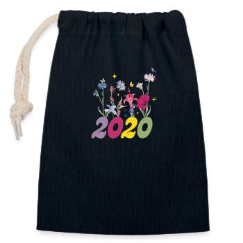 Année de naissance 2020 fleurs sauvages - Sac cadeau en coton avec cordon (14 x 20 cm) - bleu marine - Devant