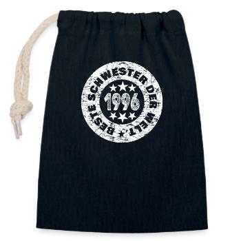 1996 - Closable cotton gift bag (14x20cm) - navy - Front