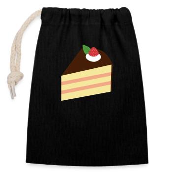 Kuchen - Verschließbarer Geschenkbeutel aus Baumwolle (14x20cm) - Schwarz - Vorne