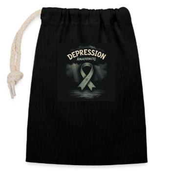 Depression Awareness - Closable cotton gift bag (14x20cm) - black - Front