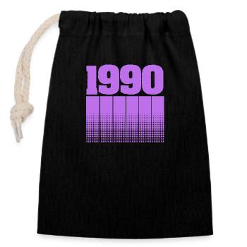 Birthday 1990 - Closable cotton gift bag (14x20cm) - black - Front