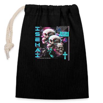 Isekai paintball glitché, crânes - Sac cadeau en coton avec cordon (14 x 20 cm) - noir - Devant