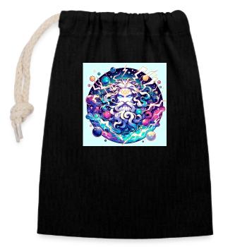 Zeus, the ruler of lightning - Closable cotton gift bag (14x20cm) - black - Front