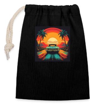 Retro Sunset Drive - Closable cotton gift bag (14x20cm) - black - Front