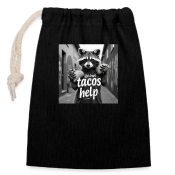 Die harten Tacos des Lebens helfen - Verschließbarer Geschenkbeutel aus Baumwolle (14x20cm) - Schwarz - Vorne