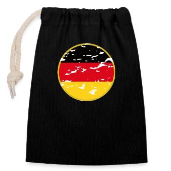 Schwarz-Rot-Gold: Deutschland-Style - Verschließbarer Geschenkbeutel aus Baumwolle (14x20cm) - Schwarz - Vorne
