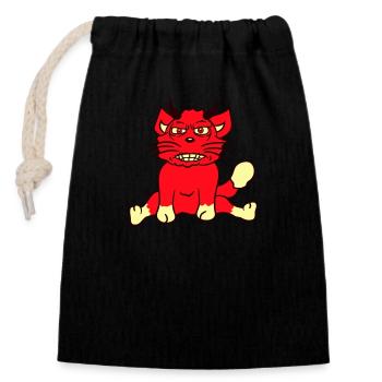 Demon Monster Cat Halloween Horror Devil Horns - Closable cotton gift bag (14x20cm) - black - Front