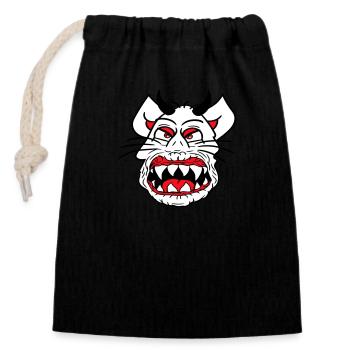 Demon Monster Cat Halloween Horror Devil Horns - Closable cotton gift bag (14x20cm) - black - Front