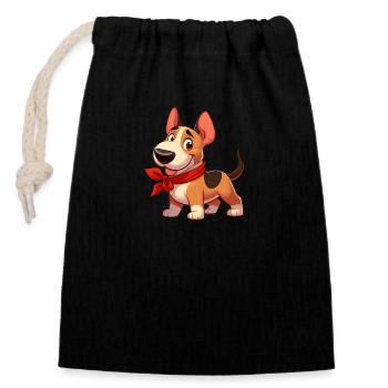 Bull Terrier 6 - Closable cotton gift bag (14x20cm) - black - Front