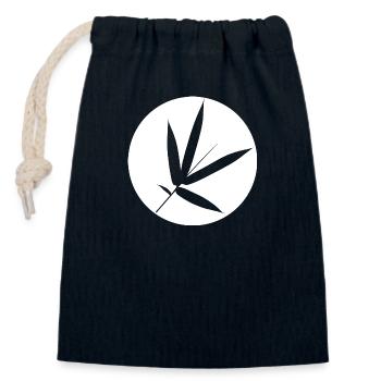 bamboo leaf - Closable cotton gift bag (14x20cm) - navy - Front