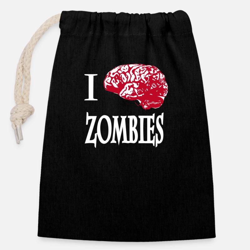 ZOMBIES - Sac cadeau en coton avec cordon (14 x 20 cm) - noir