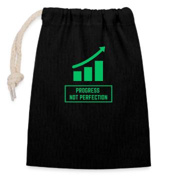 Progress Not Perfection - Closable cotton gift bag (14x20cm) - black - Front