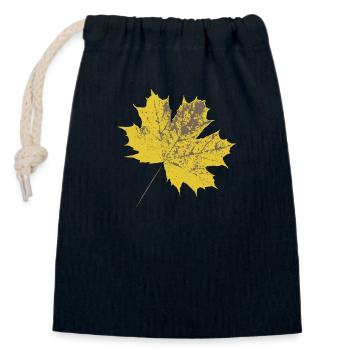Yellow maple leaf - Closable cotton gift bag (14x20cm) - navy - Front