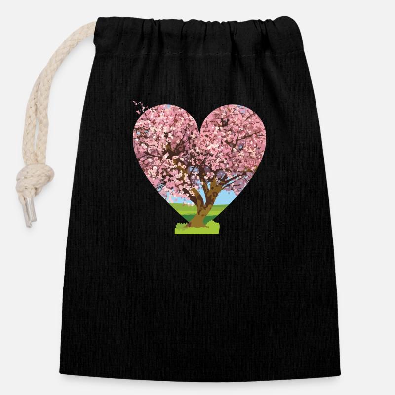 Blossom - Closable cotton gift bag (14x20cm) - black