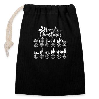 Boże Narodzenie Merry Christmas - Closable cotton gift bag (14x20cm) - black - Front