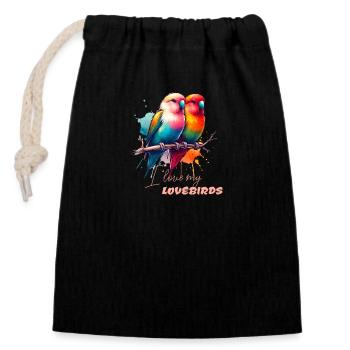 Inséparable Agapornides Inséparables - Sac cadeau en coton avec cordon (14 x 20 cm) - noir - Devant