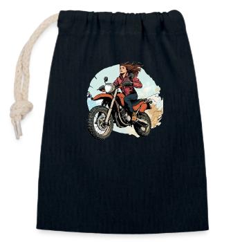 Ready to Roam: Freedom on two wheels! - Closable cotton gift bag (14x20cm) - navy - Front