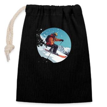 Poudreuse et action : ressentez la liberté de l’hiver ! - Sac cadeau en coton avec cordon (14 x 20 cm) - noir - Devant