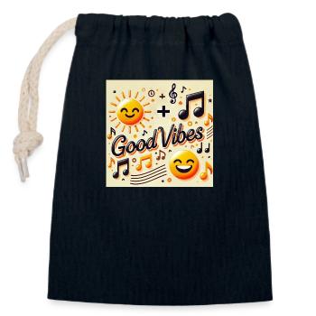 Sunshine + Music = - Closable cotton gift bag (14x20cm) - navy - Front