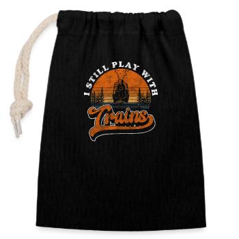 Model Railway Railroader Tradition Tracks - Closable cotton gift bag (14x20cm) - black - Front