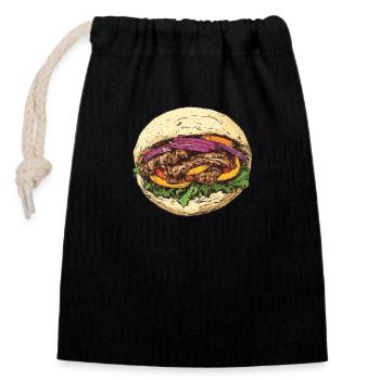 Herzhafter Döner-Genuss im Fladenbrot - Verschließbarer Geschenkbeutel aus Baumwolle (14x20cm) - Schwarz - Vorne