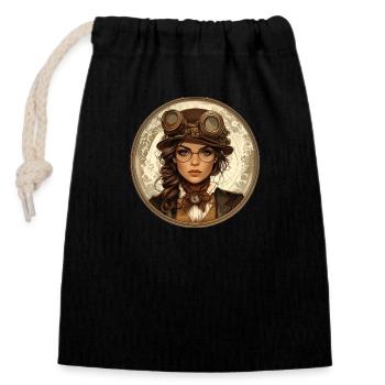 Discover elegance in a steampunk look - Closable cotton gift bag (14x20cm) - black - Front