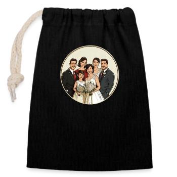 Célébrez le bonheur de la famille lors d’une journée spéciale - Sac cadeau en coton avec cordon (14 x 20 cm) - noir - Devant