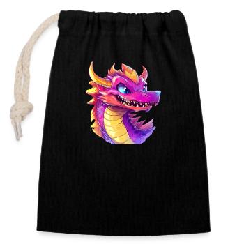 Asian dragons are considered lucky charms - Closable cotton gift bag (14x20cm) - black - Front