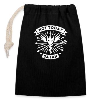 Not Today Satan - Closable cotton gift bag (14x20cm) - black - Front